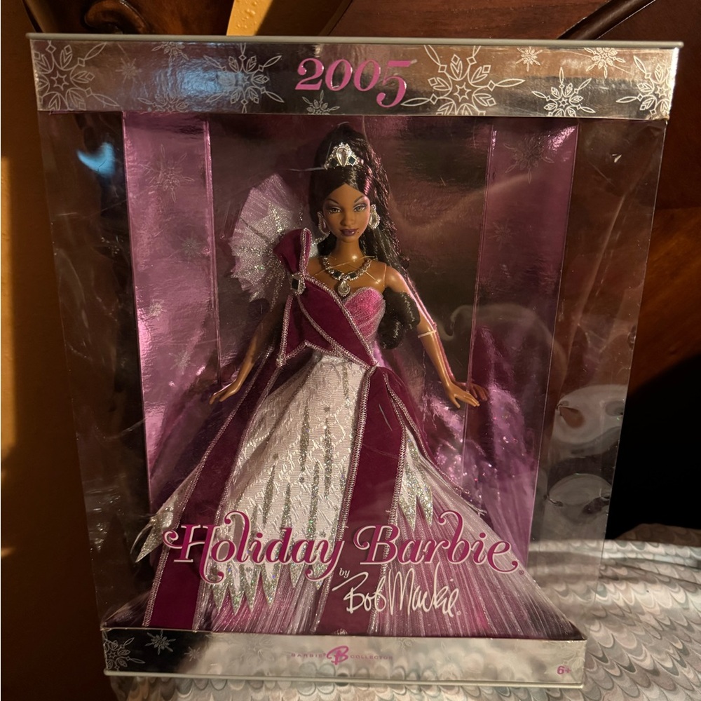 Bob Mackie 2005 Holiday Barbie in Pink and White